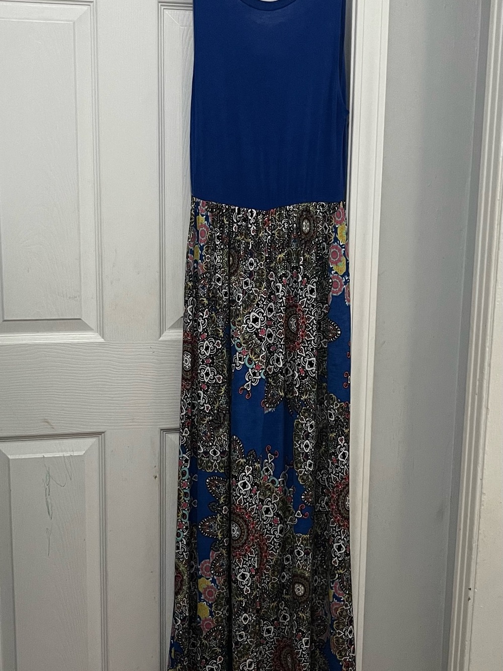 Blue Patterned Maxi Skirt - Women's Long Casual Skirt